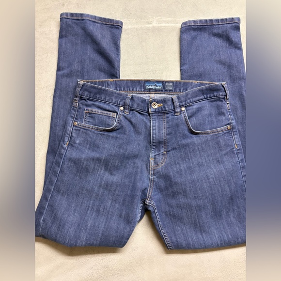 Patagonia Straight Stretch Jeans 33x32 Mens Organic Cotton Blue Denim Iron Clad - Picture 6 of 16